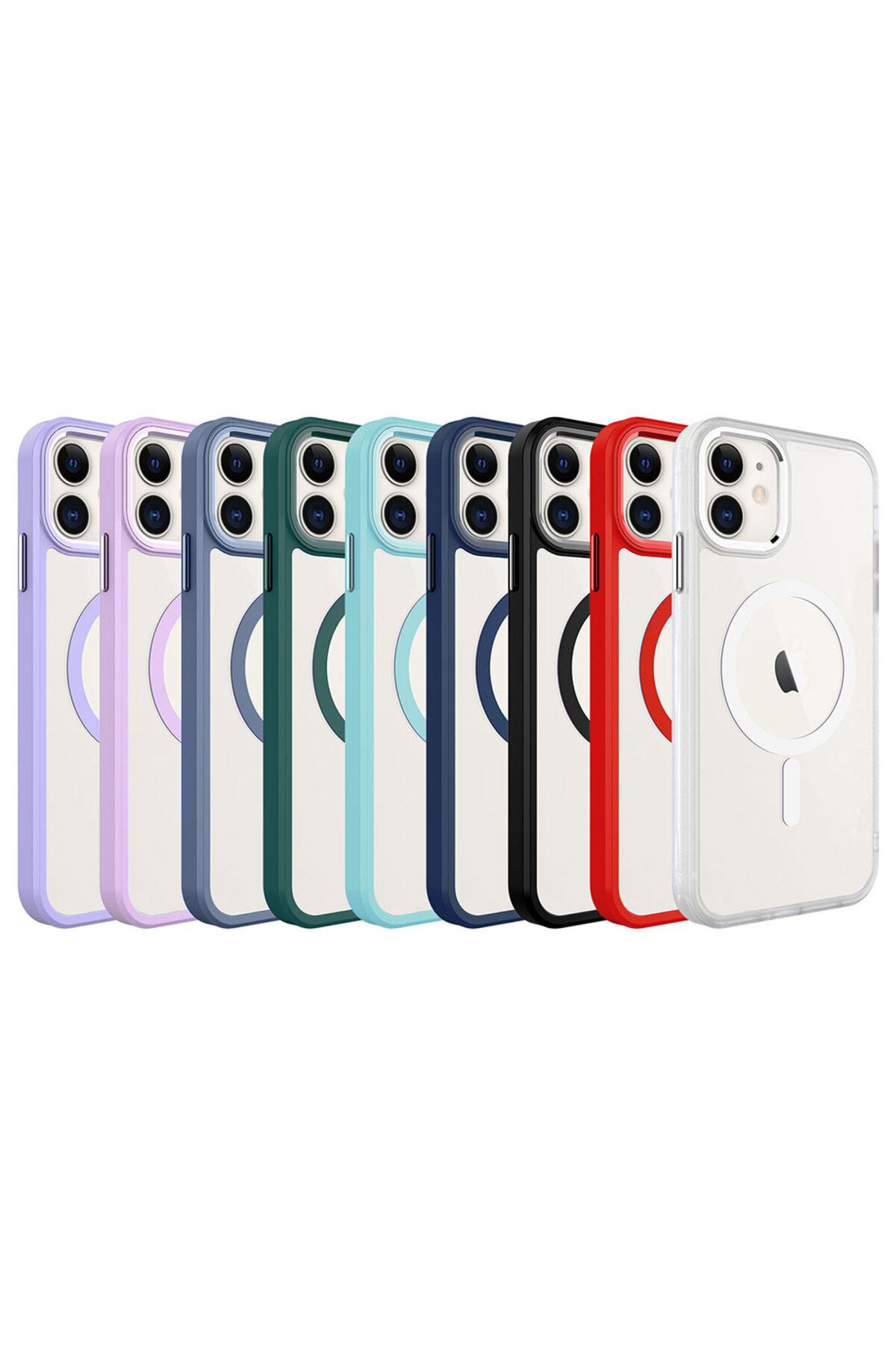 iPhone 11 Uyumlu  Şarj Özellikli Zore Krom Magsafe Silikon Kılıf-Lavendery Gray