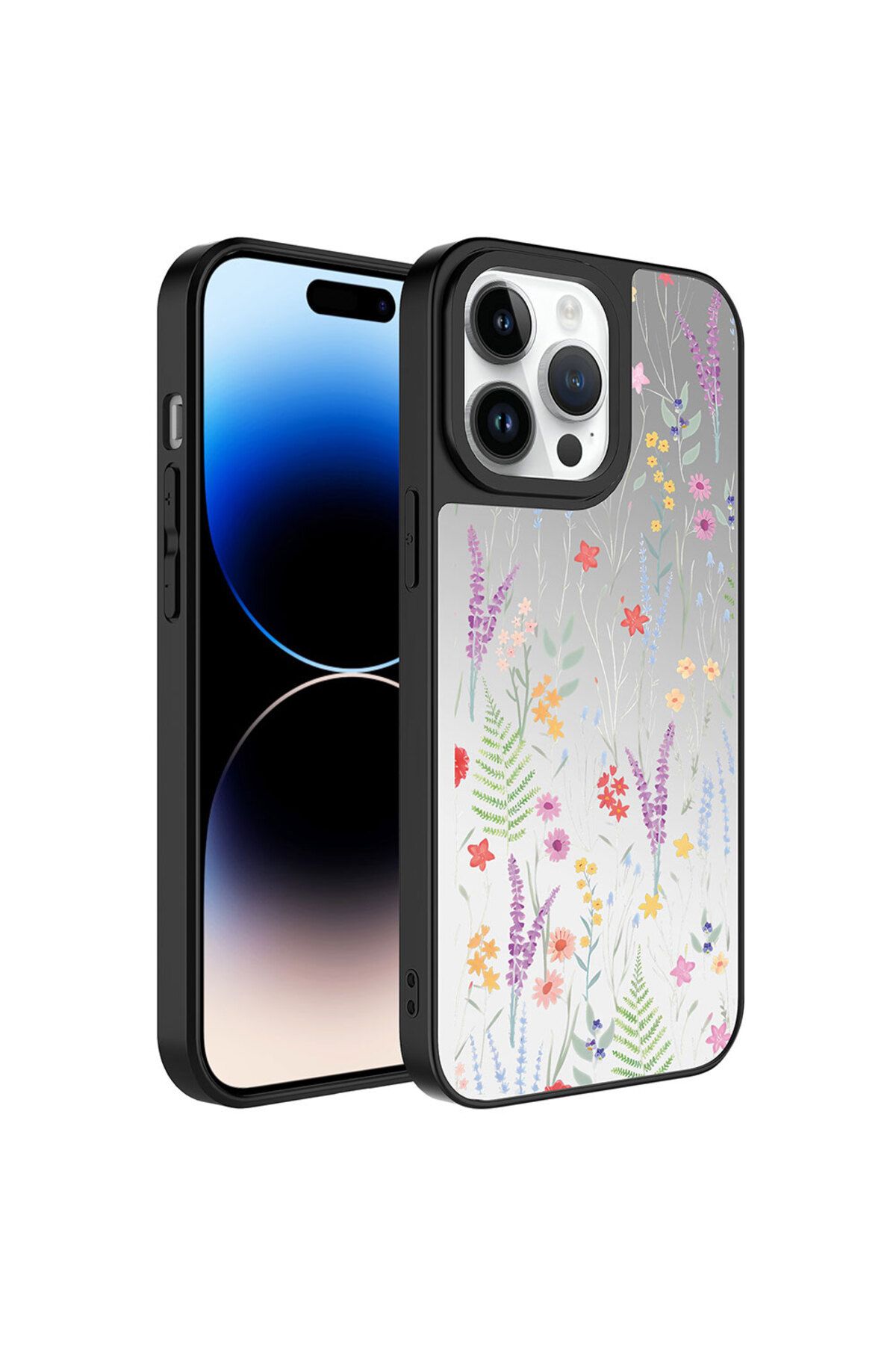 14 Pro Max Uyumlu Aynalı Desenli Kamera Korumalı Parlak Zore Mirror Kılıf-Dallar