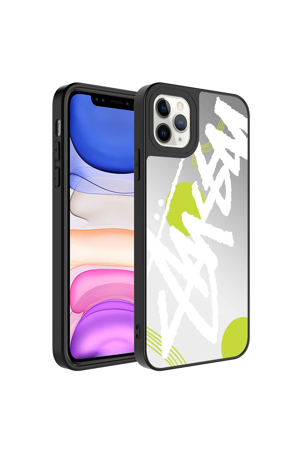 11 Pro Max Uyumlu Aynalı Desenli Kamera Korumalı Parlak Zore Mirror Kılıf-Yazı