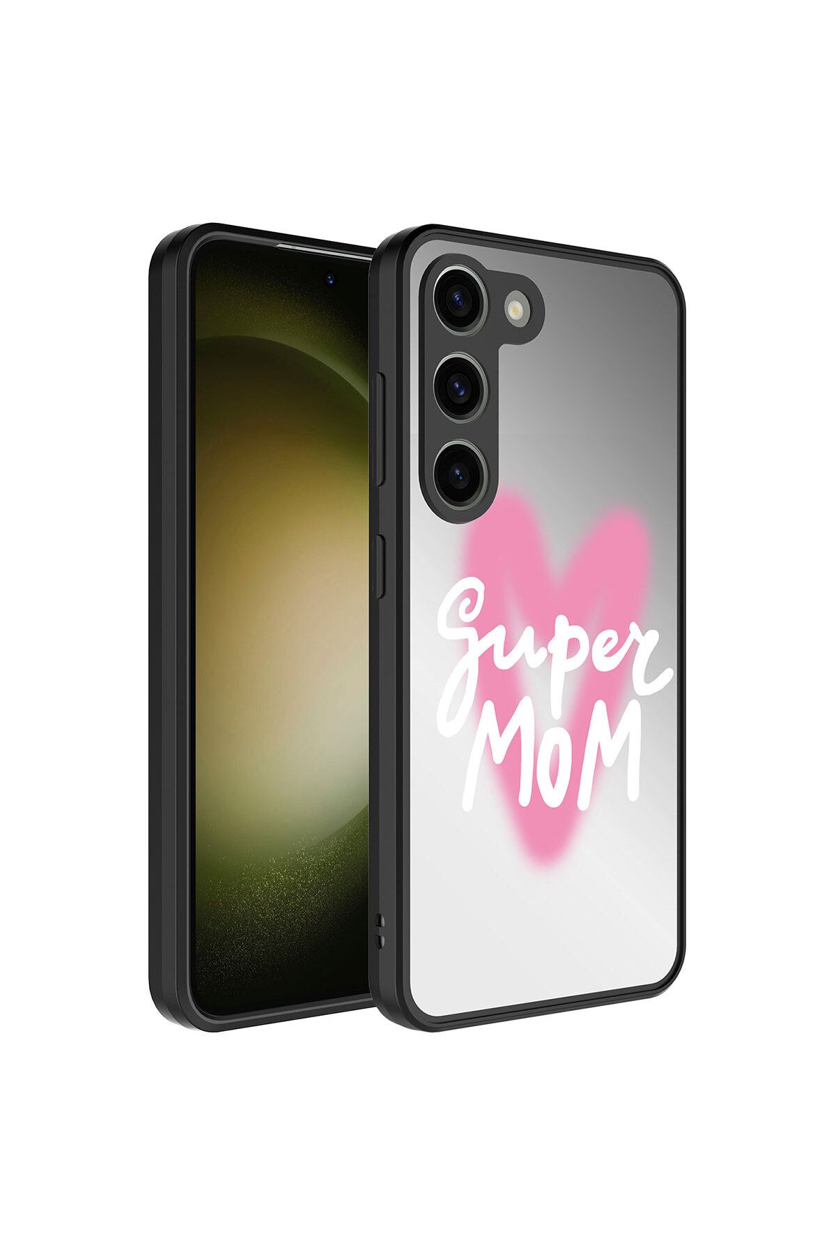 Galaxy S23 Uyumlu Aynalı Desenli Kamera Korumalı Parlak   Mirror Kılıf-Süper Anne