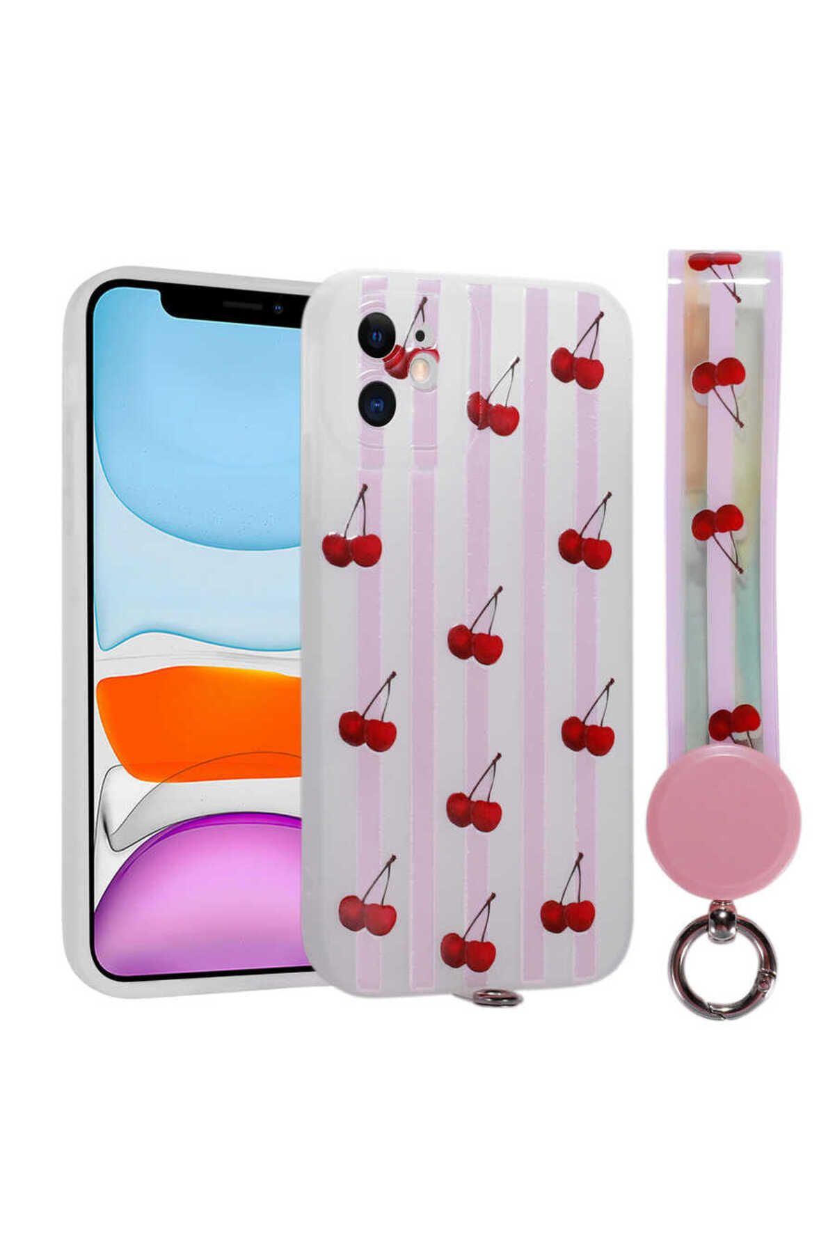 iPhone 11 Uyumlu Desenli El Askılı İpli Zore Arte Silikon Kılıf-NO9