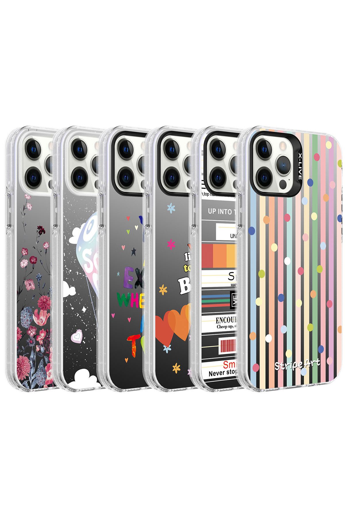 iPhone 12 Pro Max Uyumlu Desenli Silver Sert Kılıf-Mottolar