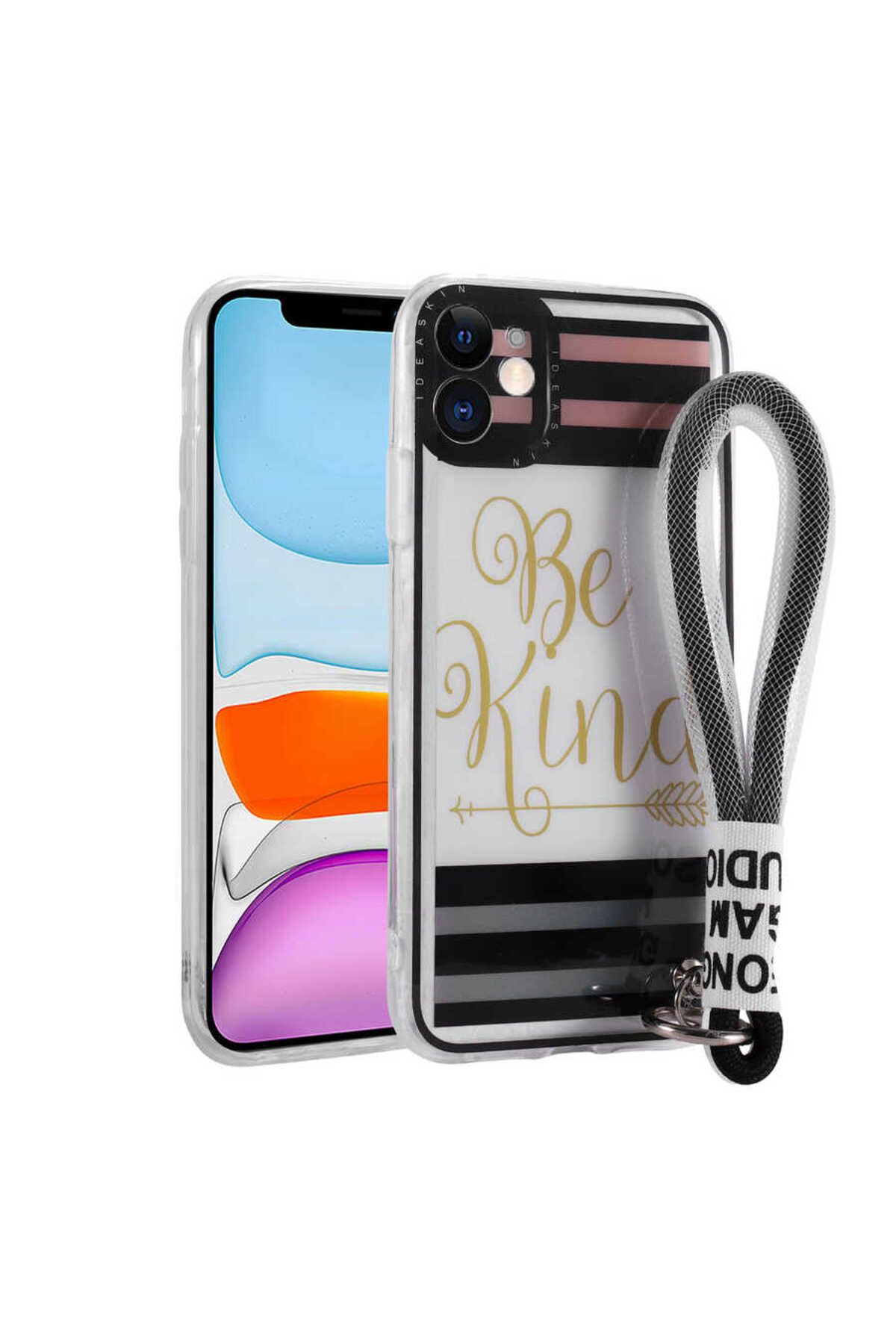 iPhone 11 Uyumlu Desenli El Askılı İpli Zore Astana Silikon Kılıf-Be Kind