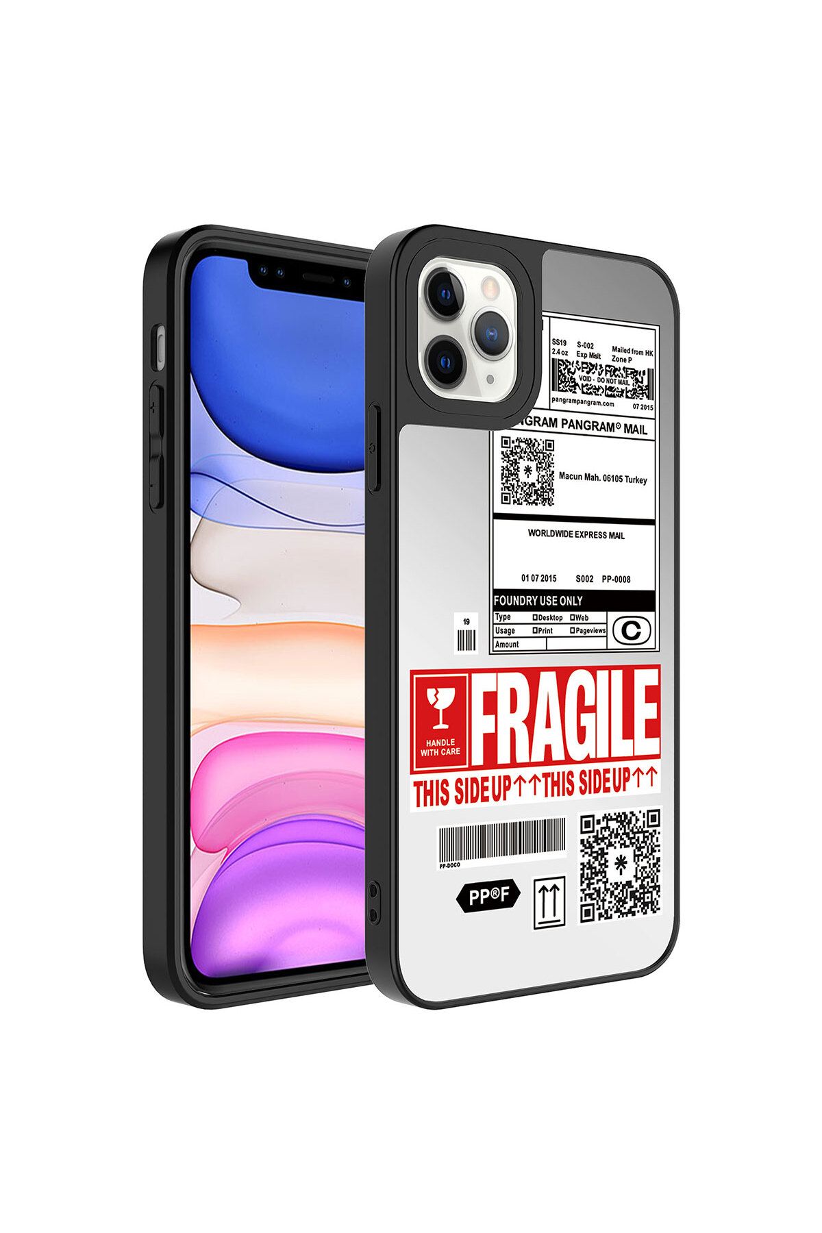 iPhone 11 Pro Max Uyumlu Aynalı Desenli Kamera Korumalı Parlak Mirror Kılıf-Fragile