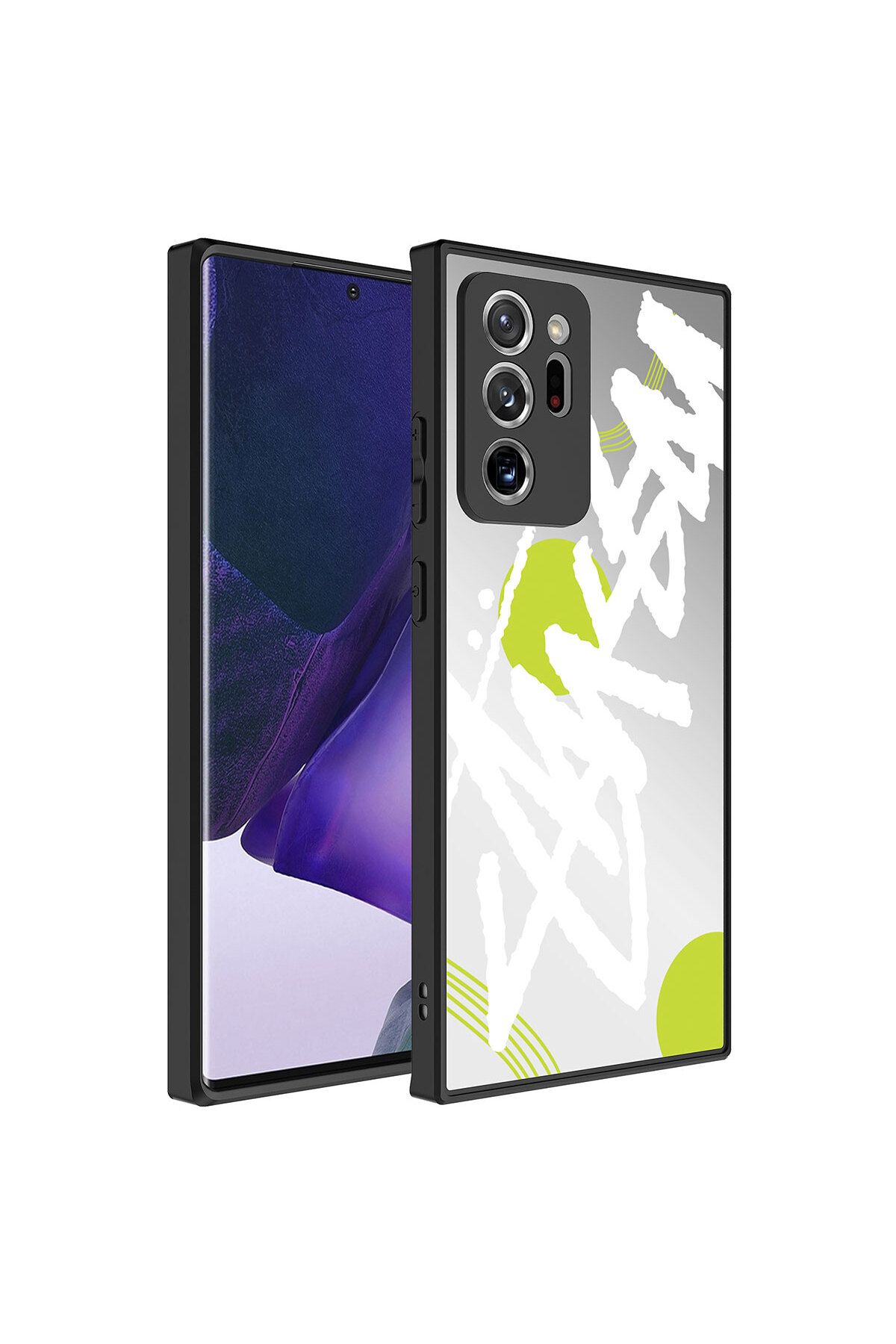 Galaxy Note 20 Ultra Uyumlu Aynalı Desenli Kamera Korumalı Parlak Mirror Kılıf-Yazı