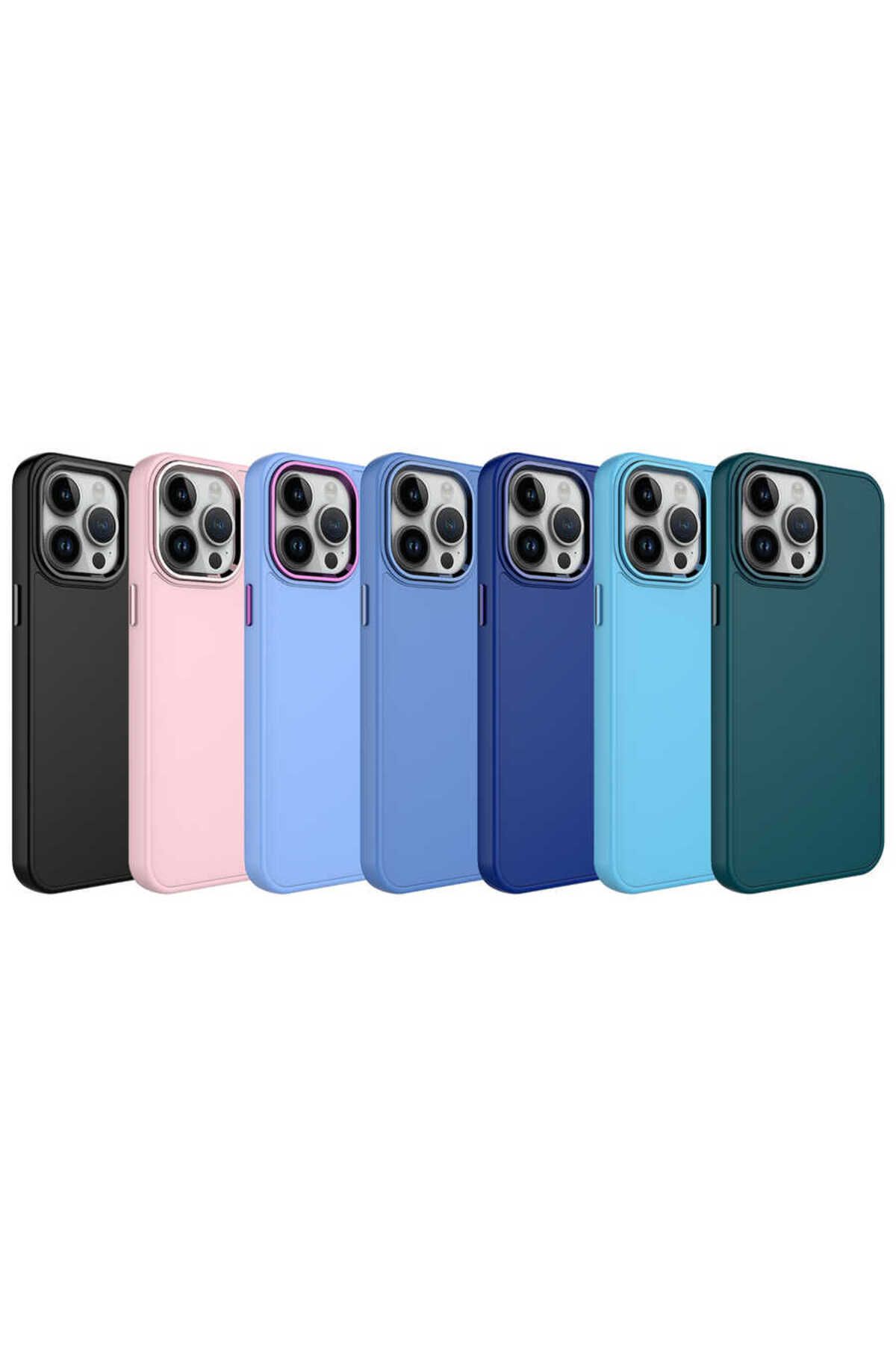 14 Pro Uyumlu Metal Çerçeve ve Buton Tasarımlı Silikon Zore Luna Kılıf-Lavendery Gray