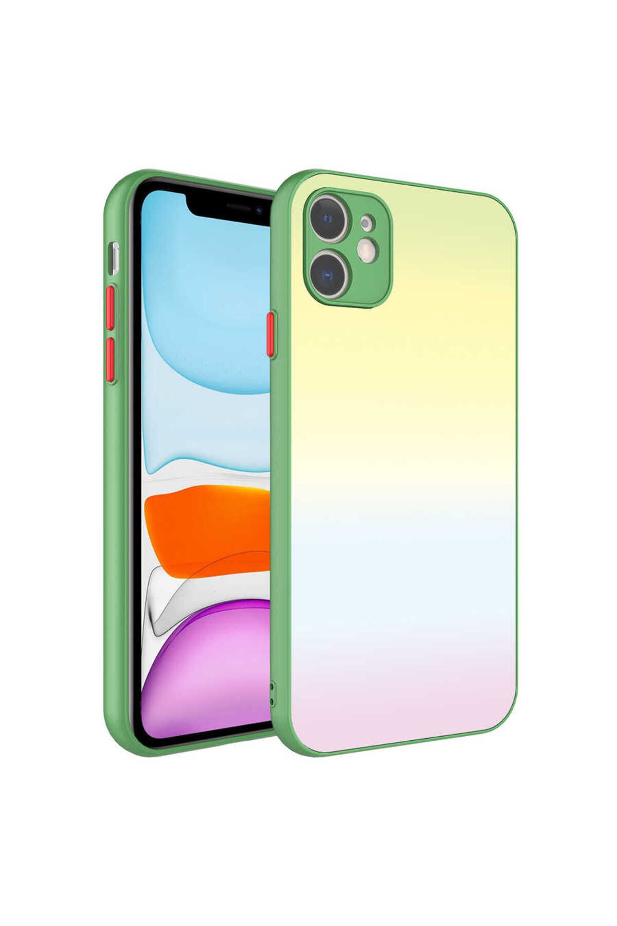 iPhone 11 Uyumlu Kamera Korumalı Renkli Temperli X-Cam Kılıf-NO9