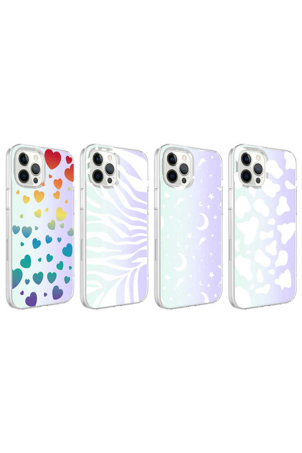 iPhone 12 Pro Max Uyumlu  M-Blue Desenli Kılıf-Moon No4