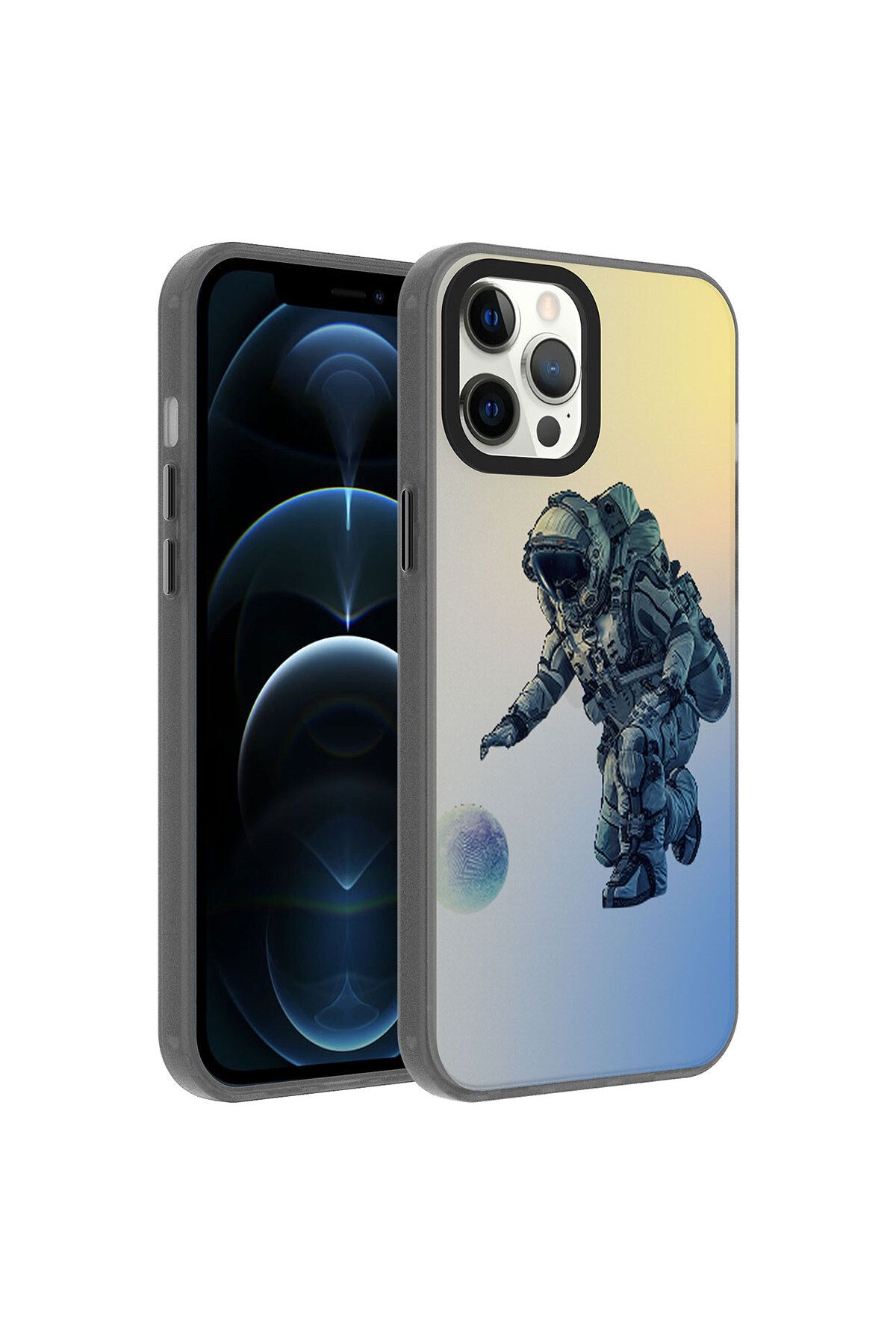 iPhone 12 Pro Max Uyumlu Desenli Zore Dragon Sert Kılıf-Astronot