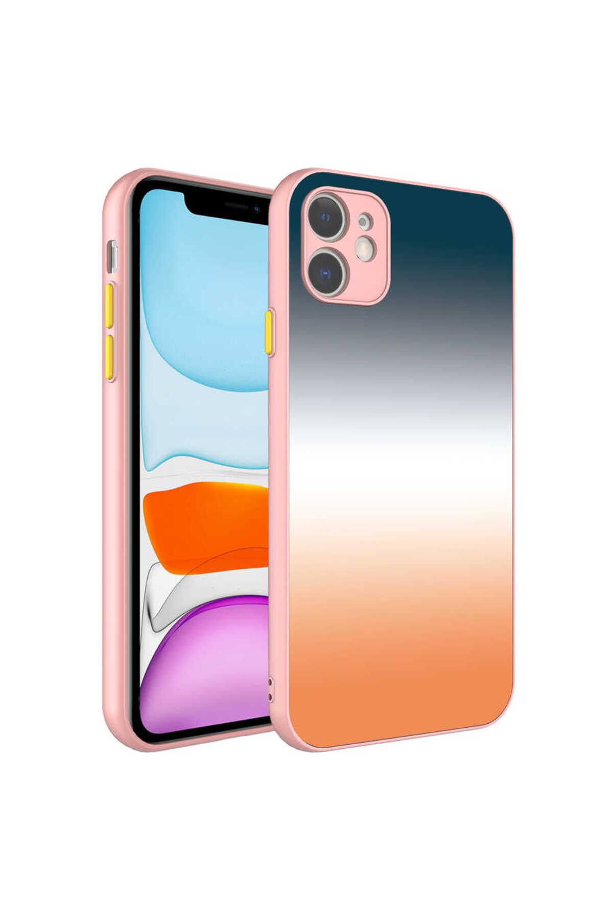 iPhone 11 Uyumlu Kamera Korumalı Renkli Temperli X-Cam Kılıf-NO12