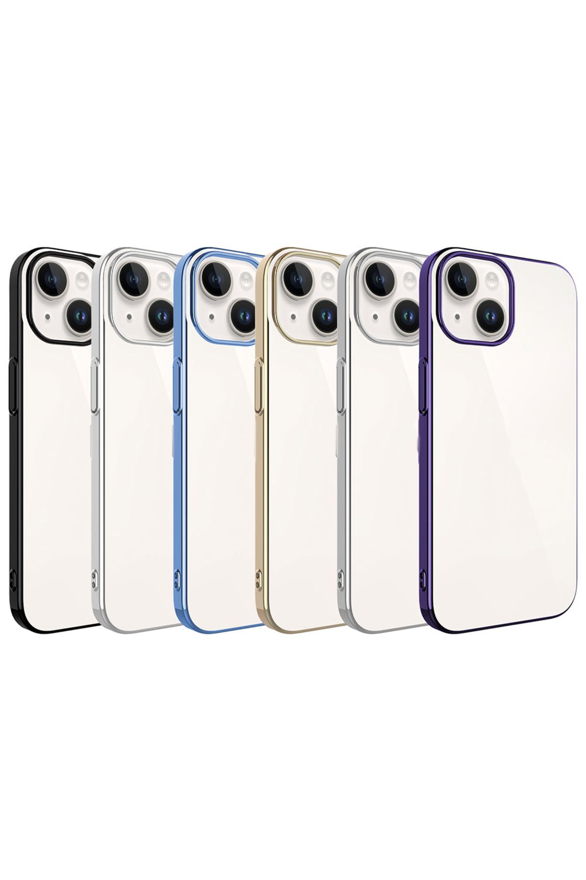 iPhone 15 Uyumlu Sert PC Renkli Çerçeveli Zore Riksos Kılıf-Sierra Mavi