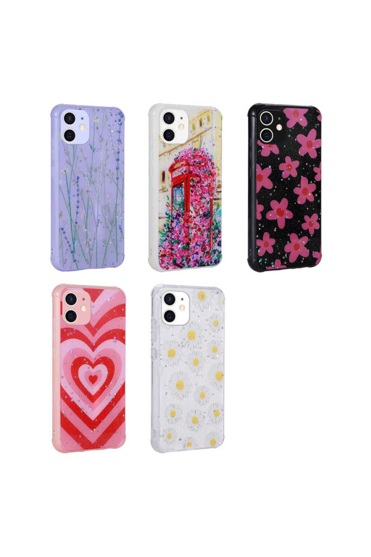 iPhone 11 Uyumlu Simli Desenli Kamera Korumalı Parlak Zore Popy Kılıf