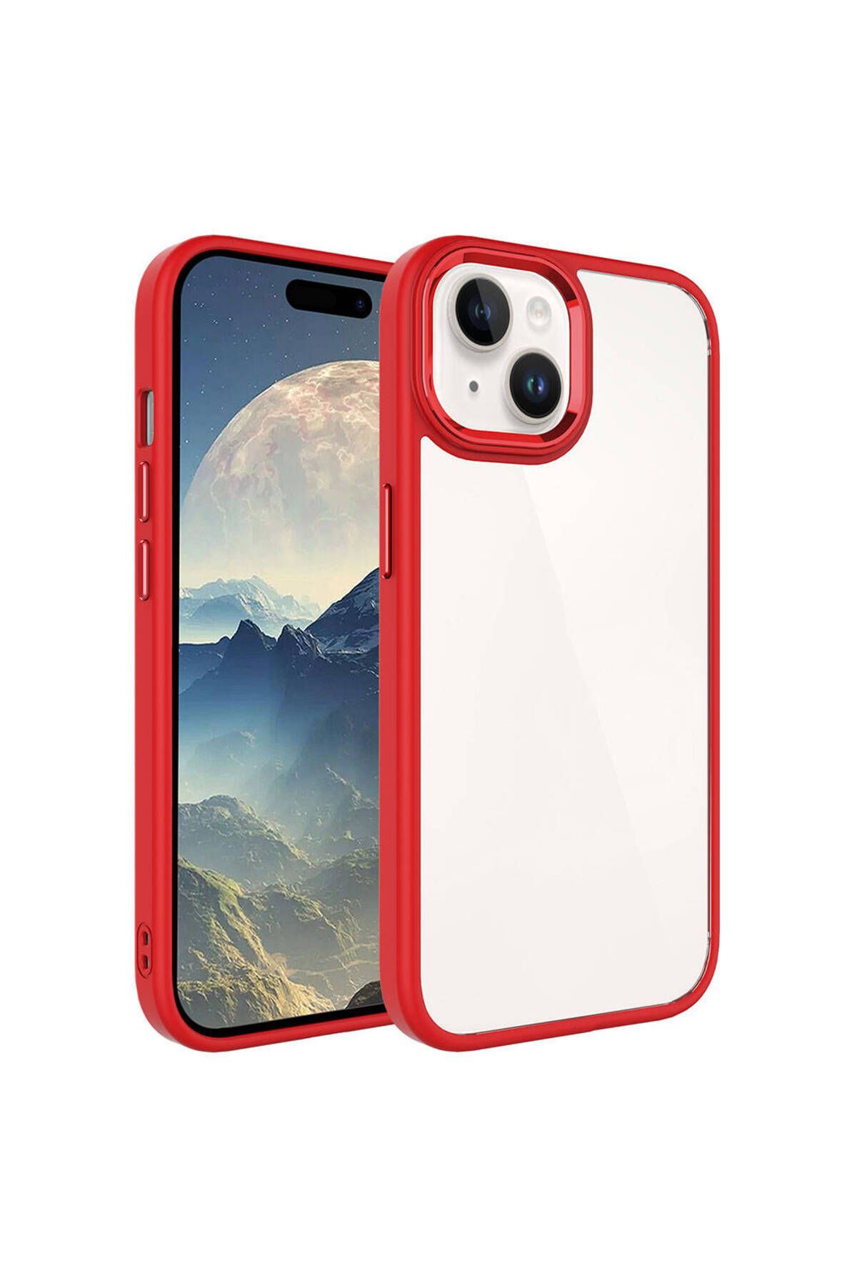 iPhone 15 Plus Uyumlu Zore Krom Kılıf-Kırmızı