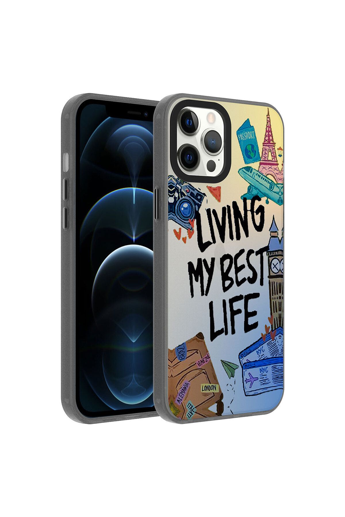 iPhone 12 Pro Max Uyumlu Desenli Zore Dragon Sert Kılıf-Seyahat
