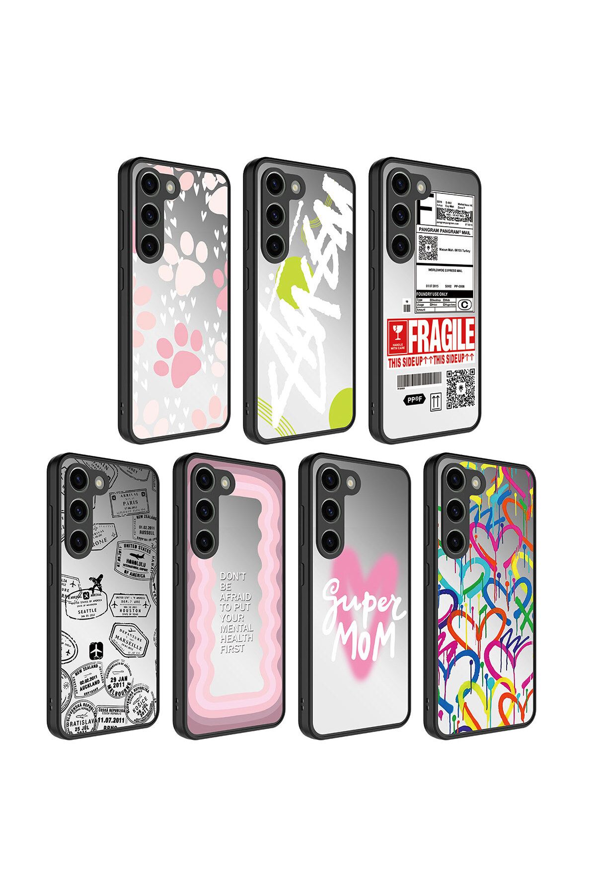 Galaxy S23 Uyumlu Aynalı Desenli Kamera Korumalı Parlak Zore Mirror Kılıf-Kalp