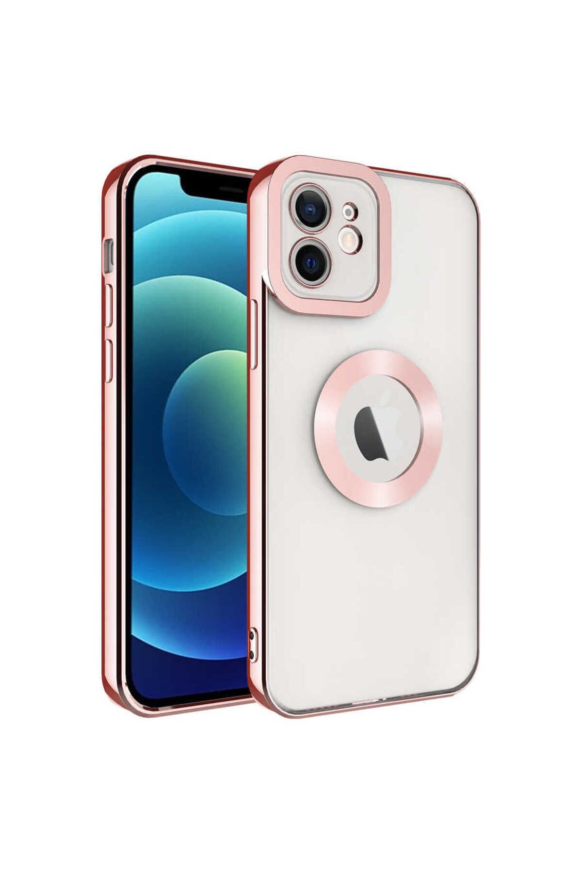 iPhone 11 Uyumlu Kamera Korumalı Logo Gösteren Zore Omega Kılıf-Rose Gold