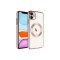 iPhone 11 Uyumlu Wireless Şarj Özellikli Sert PC Zore Riksos Magsafe Kılıf-Rose Gold
