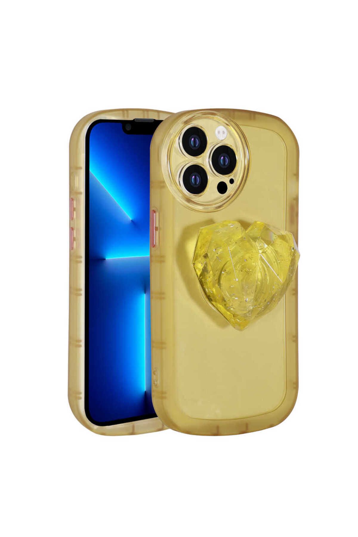 iPhone 12 Pro Max Uyumlu Kamera Korumalı Pop Soketli Renkli Zore Ofro Kılıf-Sarı