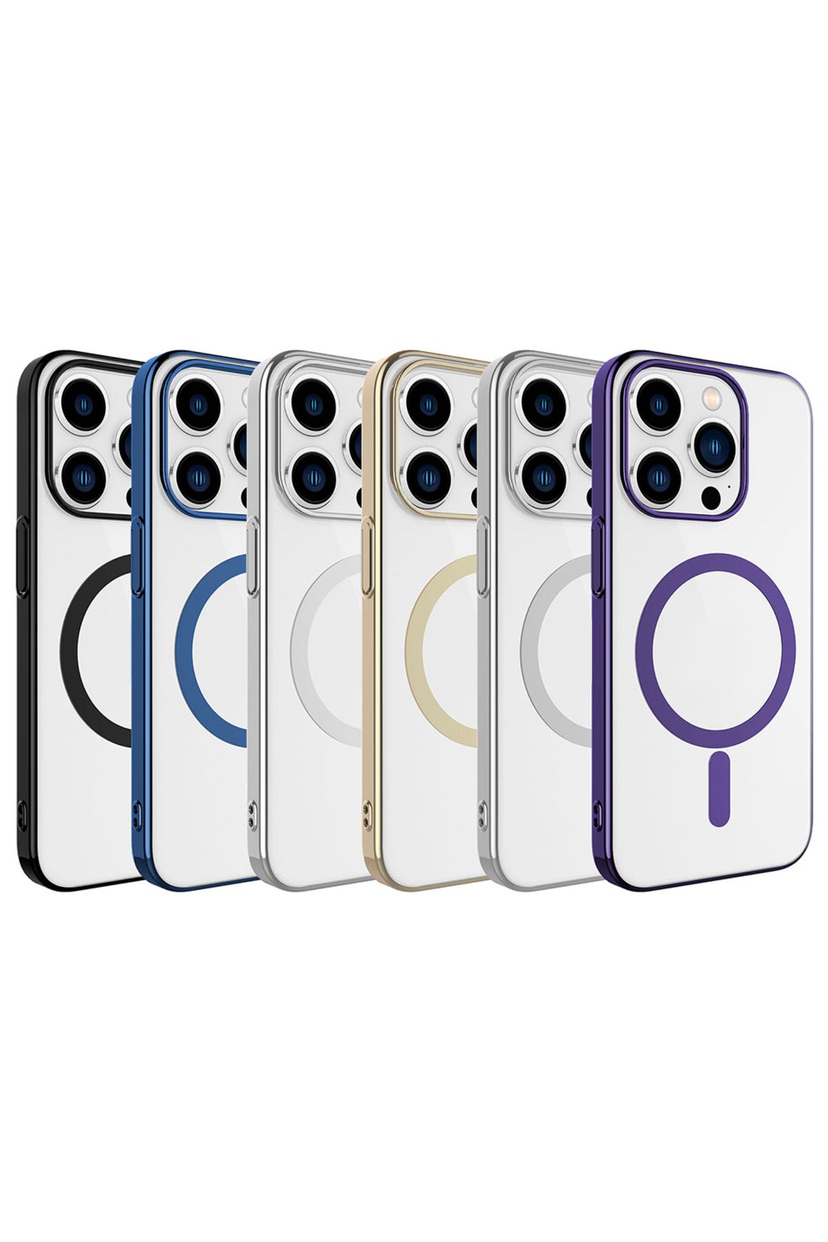 iPhone 15 Pro Uyumlu Zore Wireless Şarj Özellikli Pixel Magsafe Kılıf-Mavi
