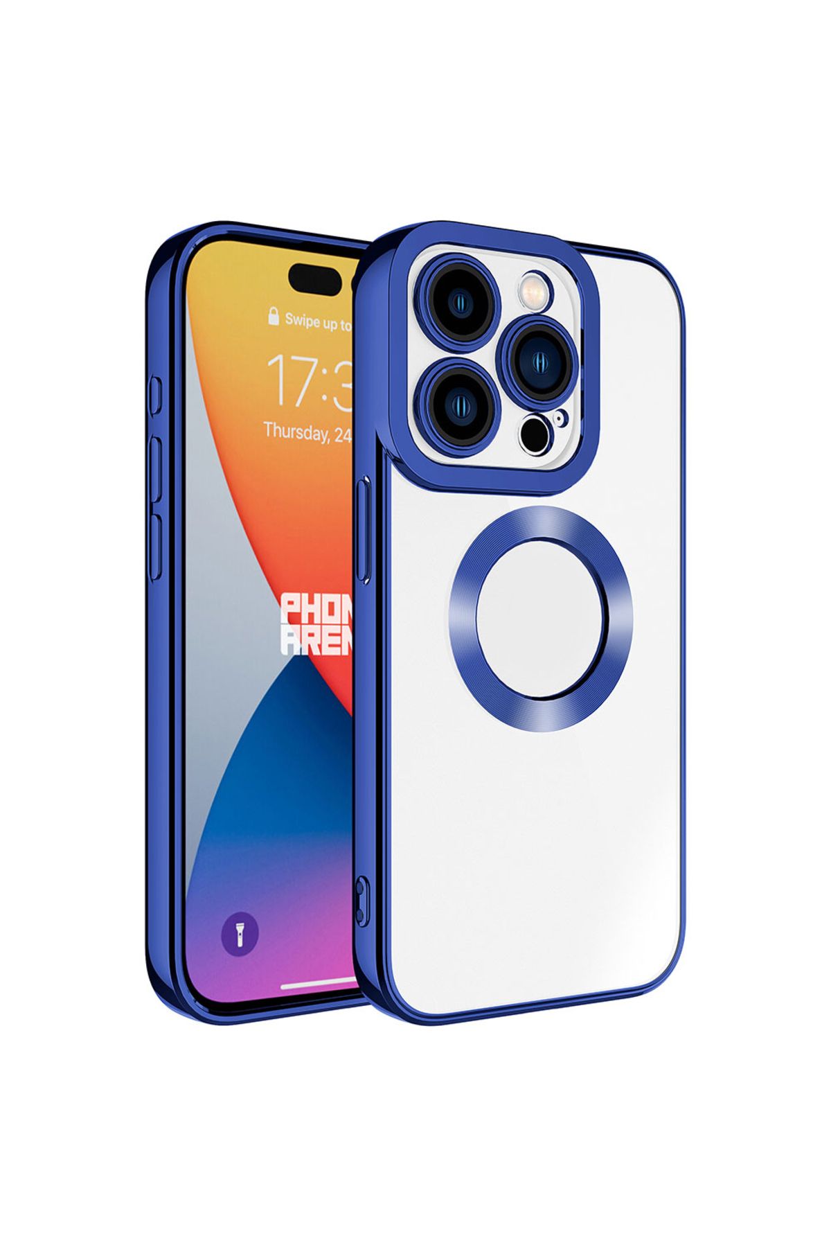 iPhone 15 Pro Uyumlu Kamera Korumalı Logo Gösteren Zore Omega Kılıf-Midnight