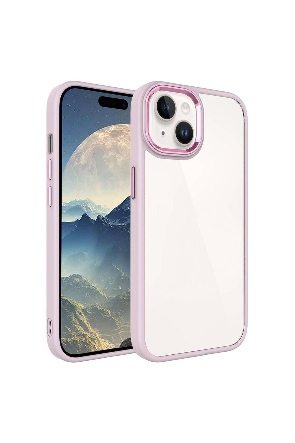 iPhone 15 Uyumlu Zore Krom Kılıf-Pembe Açık