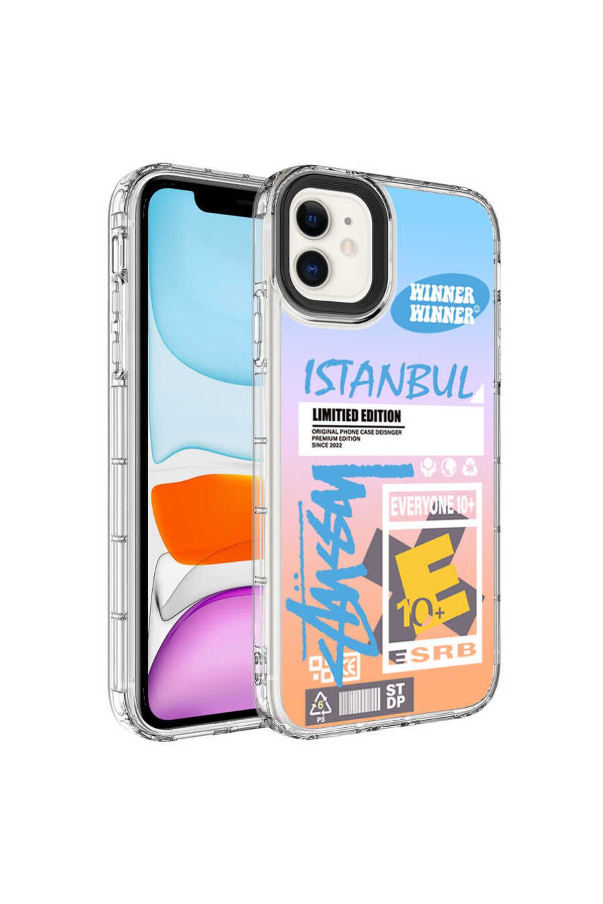 iPhone 11 Uyumlu Kamera Korumalı Renkli Desenli Sert Silikon Zore Korn Kılıf-NO1