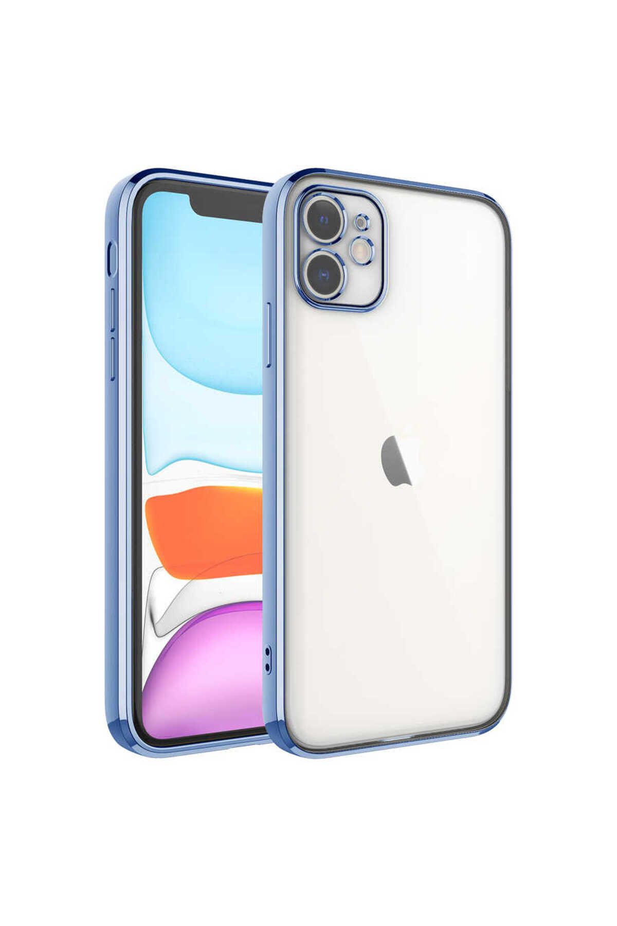 iPhone 11 Uyumlu Zore Glitter Full Renkli Silikon Kılıf-Mavi