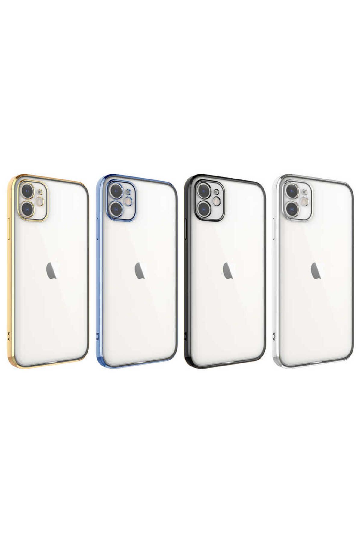 iPhone 11 Uyumlu Zore Glitter Full Renkli Silikon Kılıf-Mavi