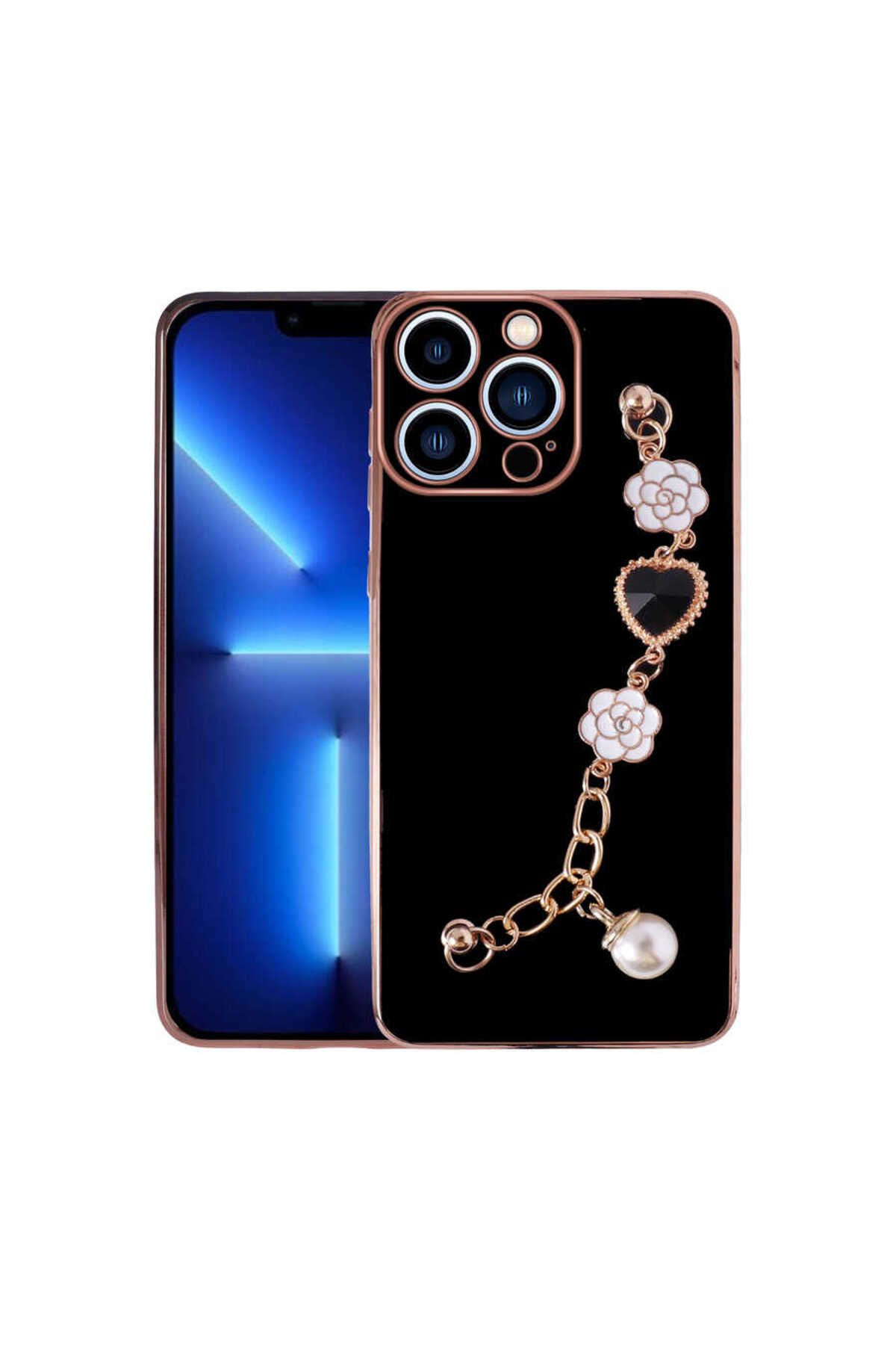 iPhone 12 Pro Max Uyumlu El Tutamaçlı Kamera Korumalı Zore Taka Silikon Kılıf-Siyah