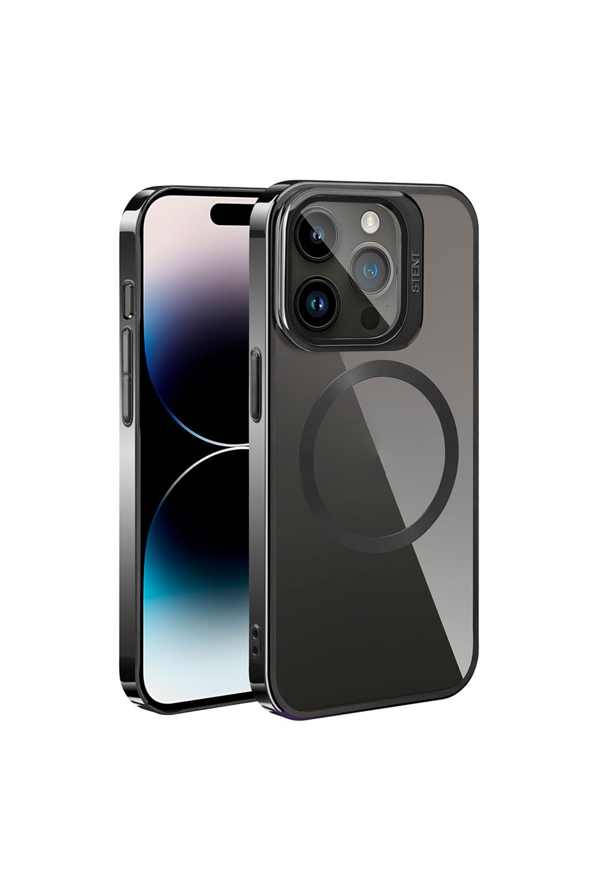 iPhone 15 Pro Max Uyumlu Magsafe Wireless Şarj Özellikli Standlı Zore Klon Kılıf-Siyah