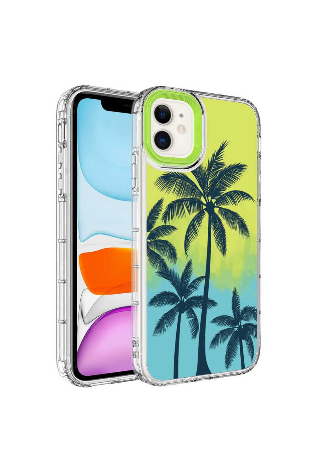iPhone 11 Uyumlu Kamera Korumalı Renkli Desenli Sert Silikon Zore Korn Kılıf-NO8
