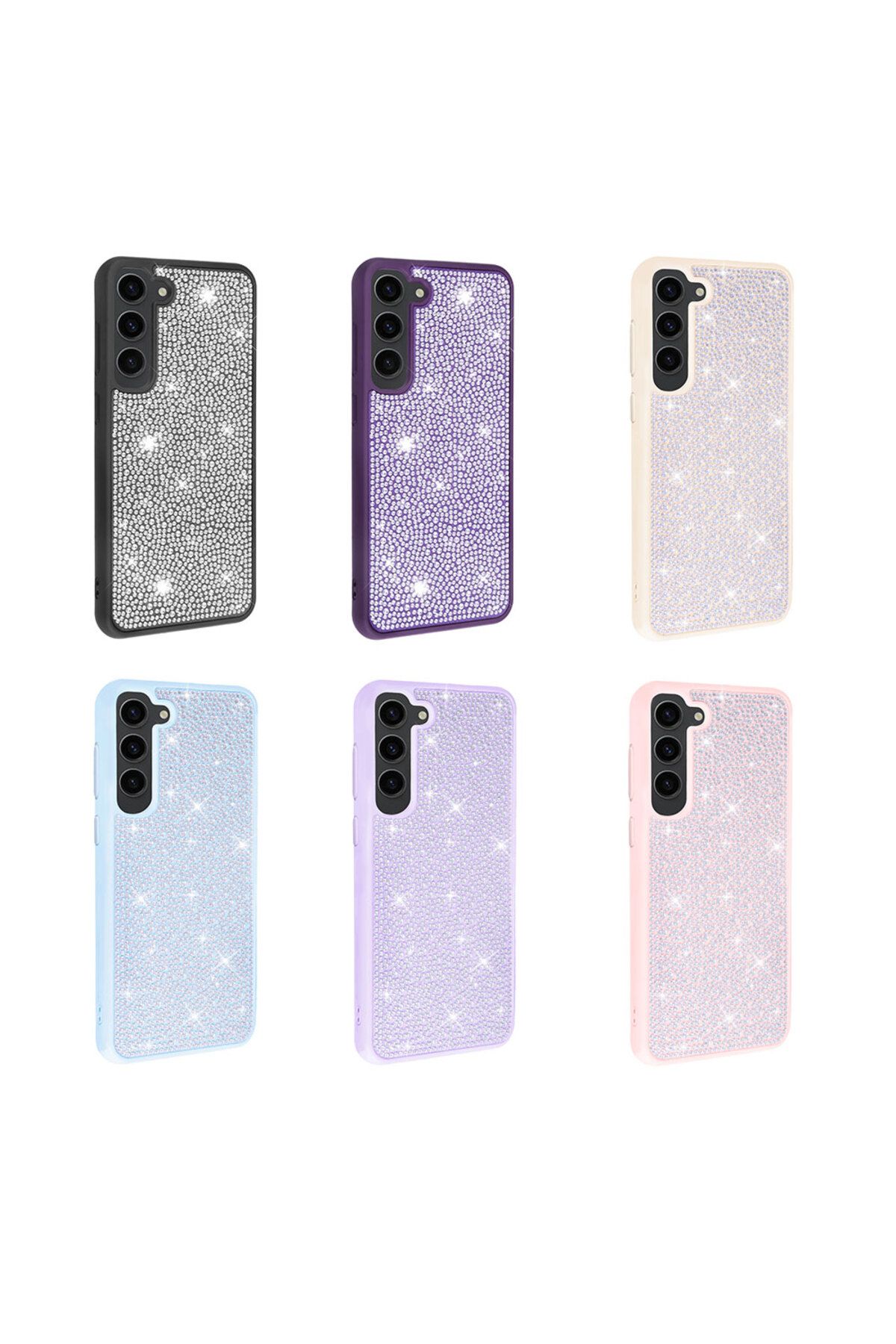 Galaxy S23 Uyumlu Parlak Taşlı Tasarım Zore Ston Kılıf-Lila