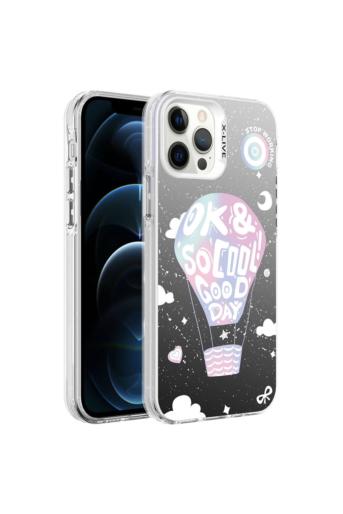 iPhone 12 Pro Max Uyumlu Desenli Zore Silver Sert Kılıf-Balon