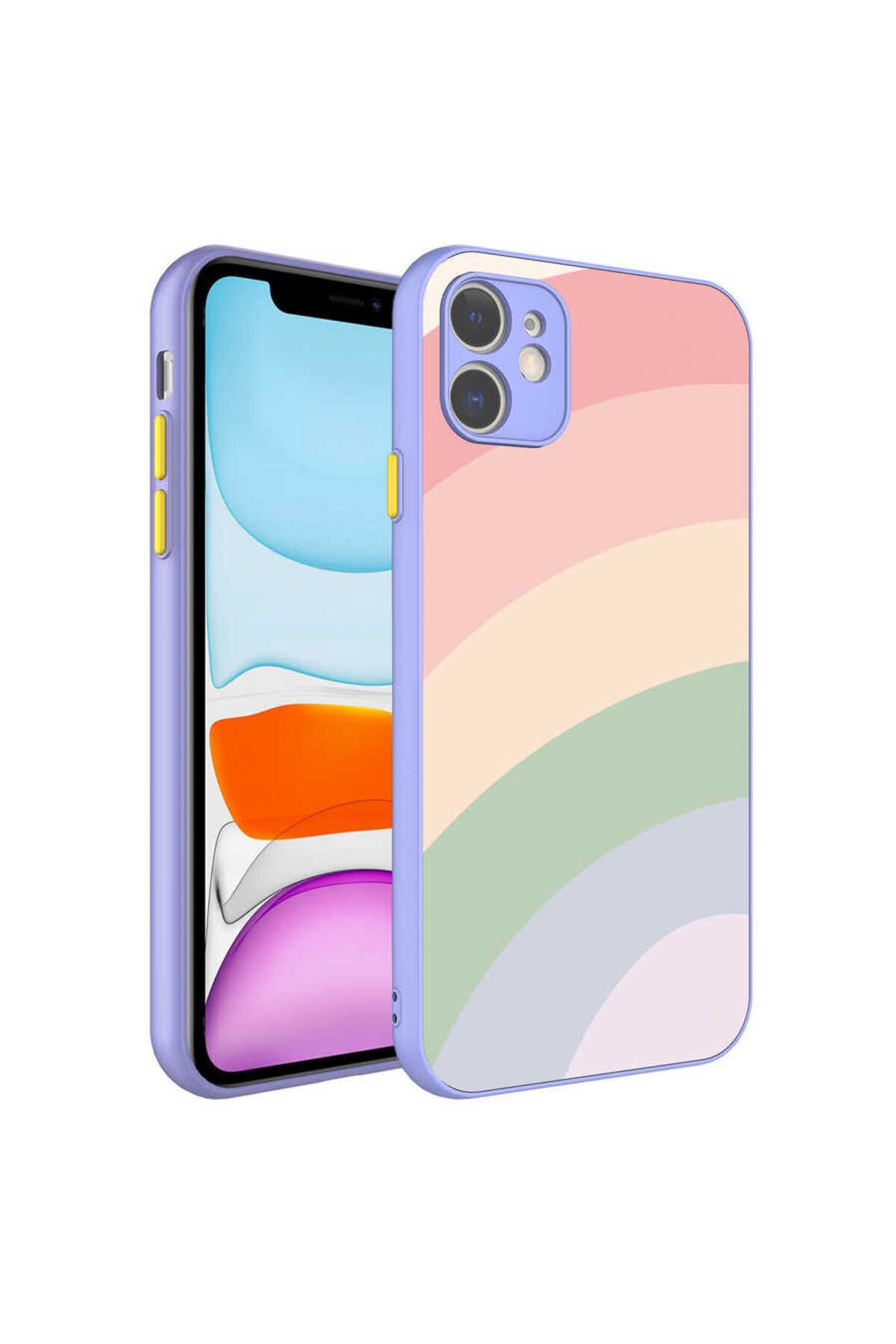 iPhone 11 Uyumlu Kamera Korumalı Renkli Temperli Zore X-Cam Kılıf-NO14