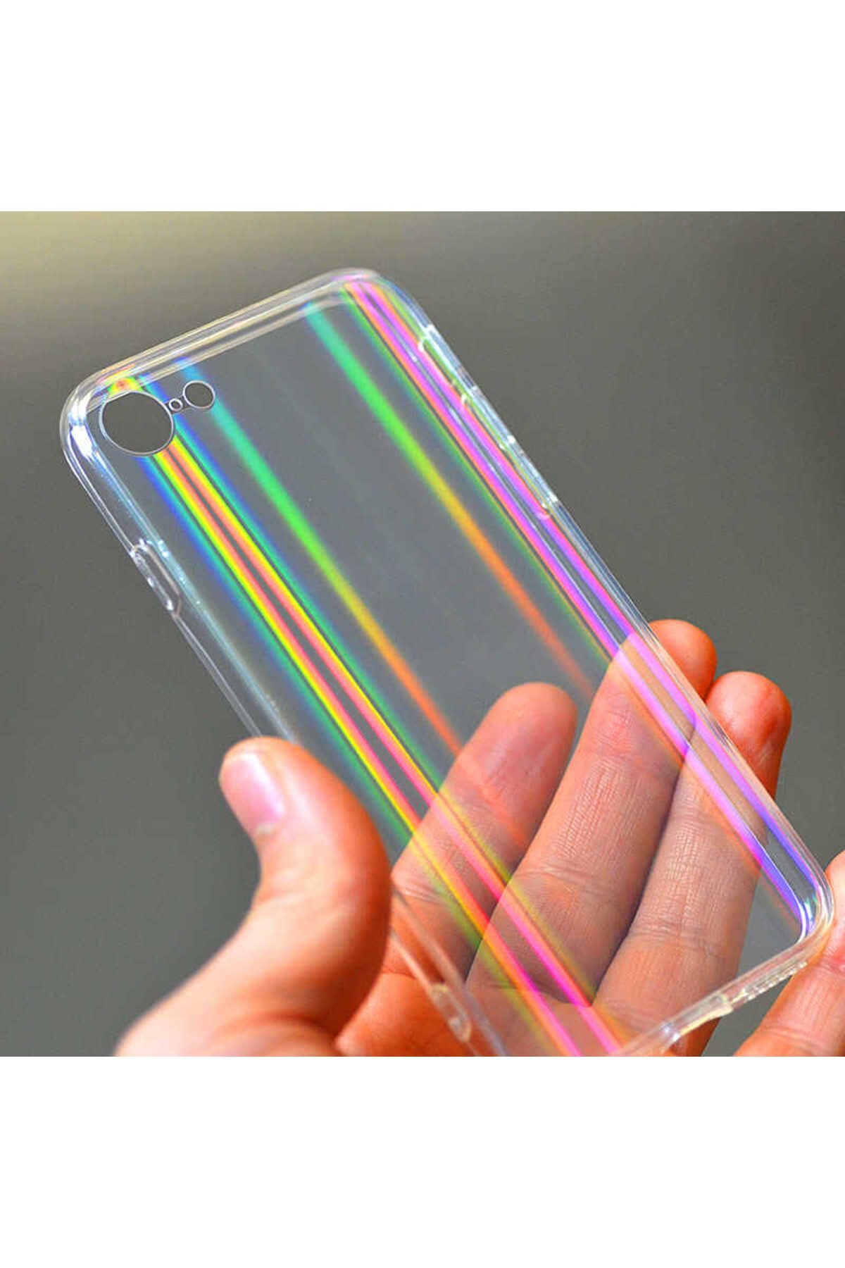 iPhone SE 2022 Uyumlu Zore Rainbow Kılıf-Renksiz