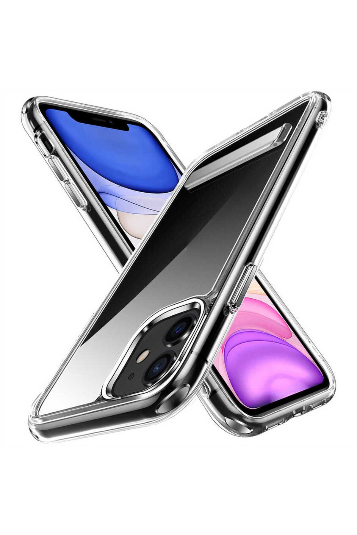 iPhone 11 Uyumlu Standlı Şeffaf Silikon Zore L-Stand Kılıf-Renksiz