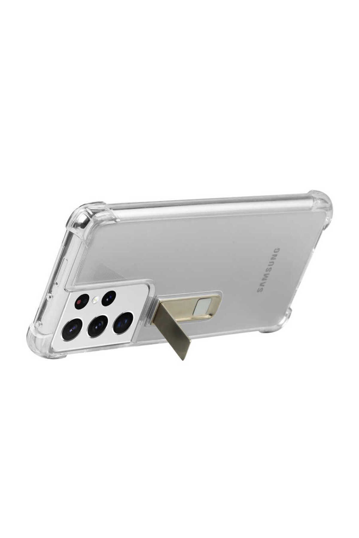 Galaxy S21 Ultra Uyumlu Zore Standlı Süper Silikon Kılıf-Siyah Galaxy S21 Ultra Uyumlu Zore Standlı Süper Silikon Kılıf-Siyah