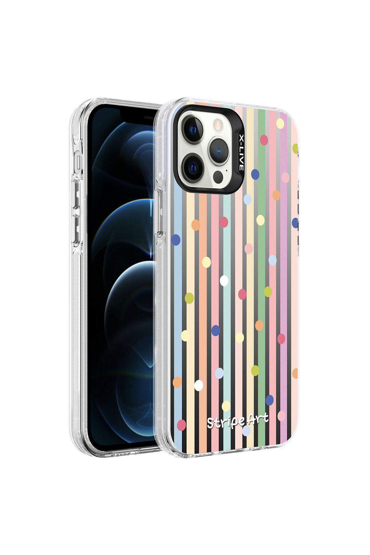 iPhone 12 Pro Max Uyumlu Desenli Zore Silver Sert Kılıf-Noktalar