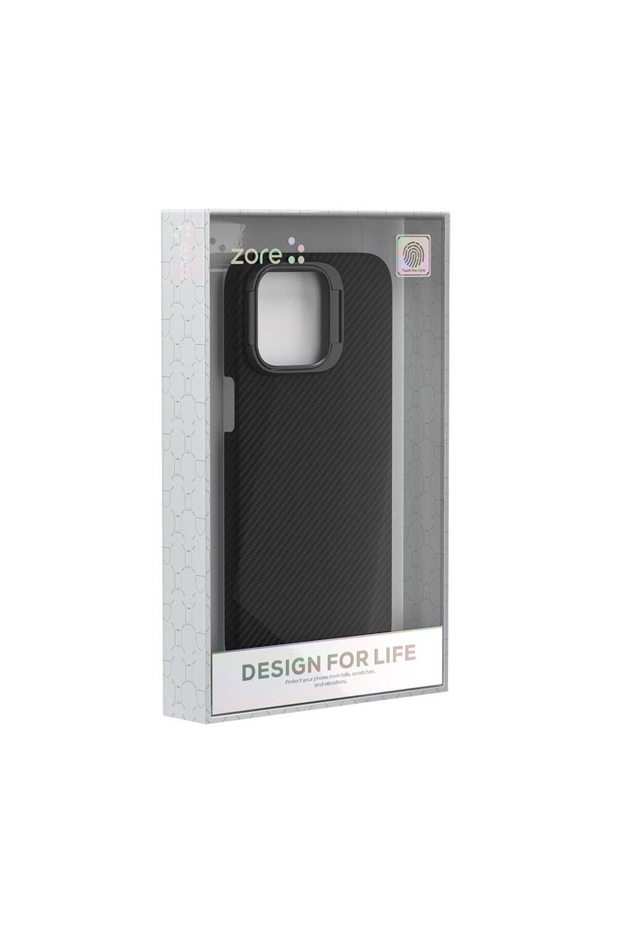 iPhone 15 Pro Zore Magsafe Şarj Özellikli 600D Kevlar Zore Krek Karbon Standlı Kılıf-Siyah iPhone 15 Pro Zore Magsafe Şarj Özellikli 600D Kevlar Zore Krek Karbon Standlı Kılıf-Siyah
