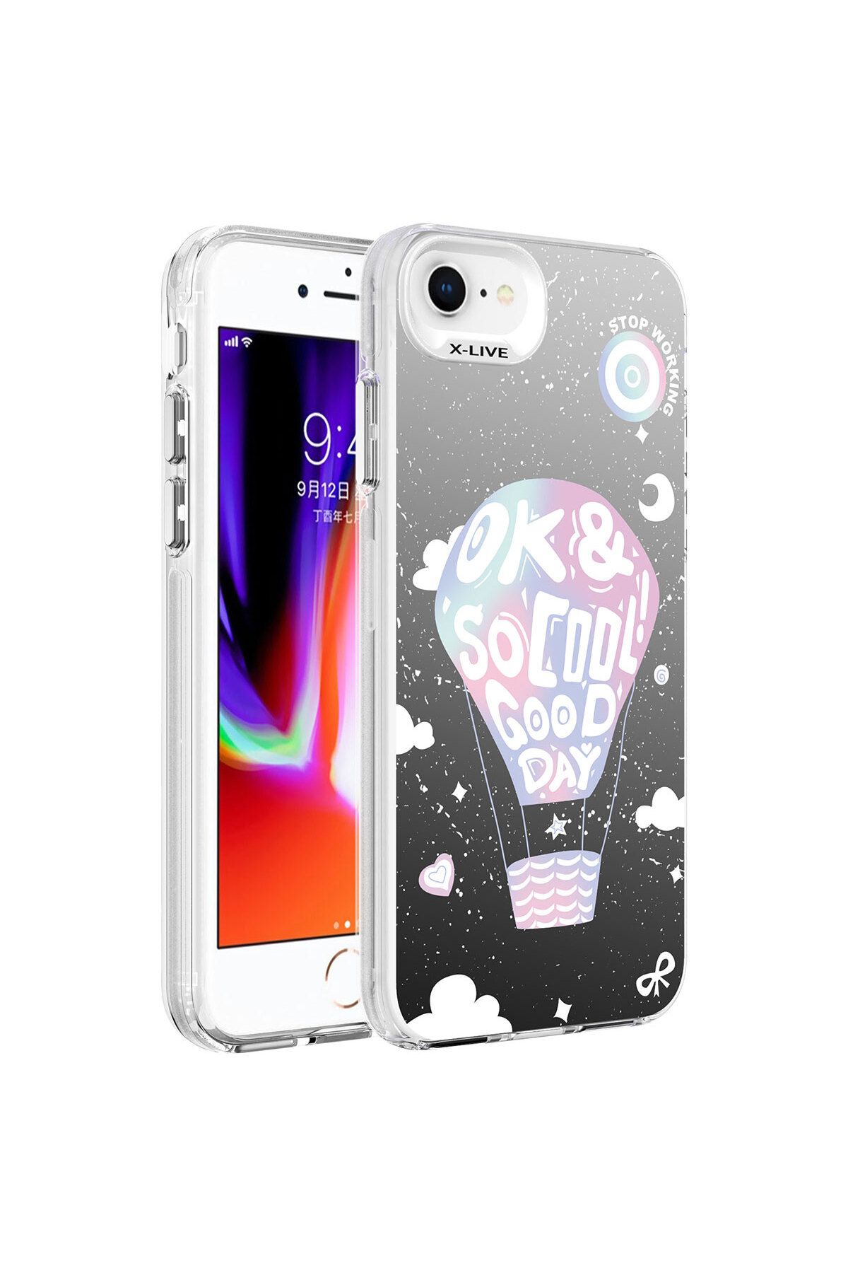 iPhone SE 2022 Uyumlu Desenli Zore Silver Sert Kılıf-Balon