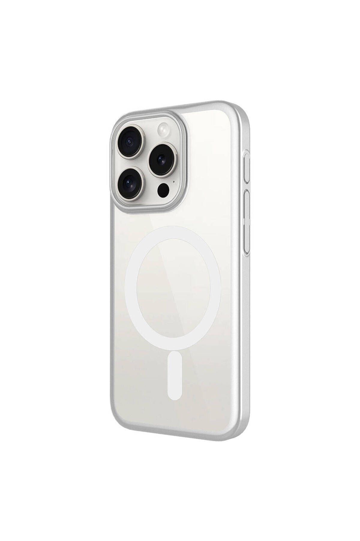 iPhone 15 Pro Max Uyumlu Wireless Şarj Özellikli Sert PC Zore Mat Riksos Magsafe Kılıf-Gri iPhone 15 Pro Max Uyumlu Wireless Şarj Özellikli Sert PC Zore Mat Riksos Magsafe Kılıf-Gri