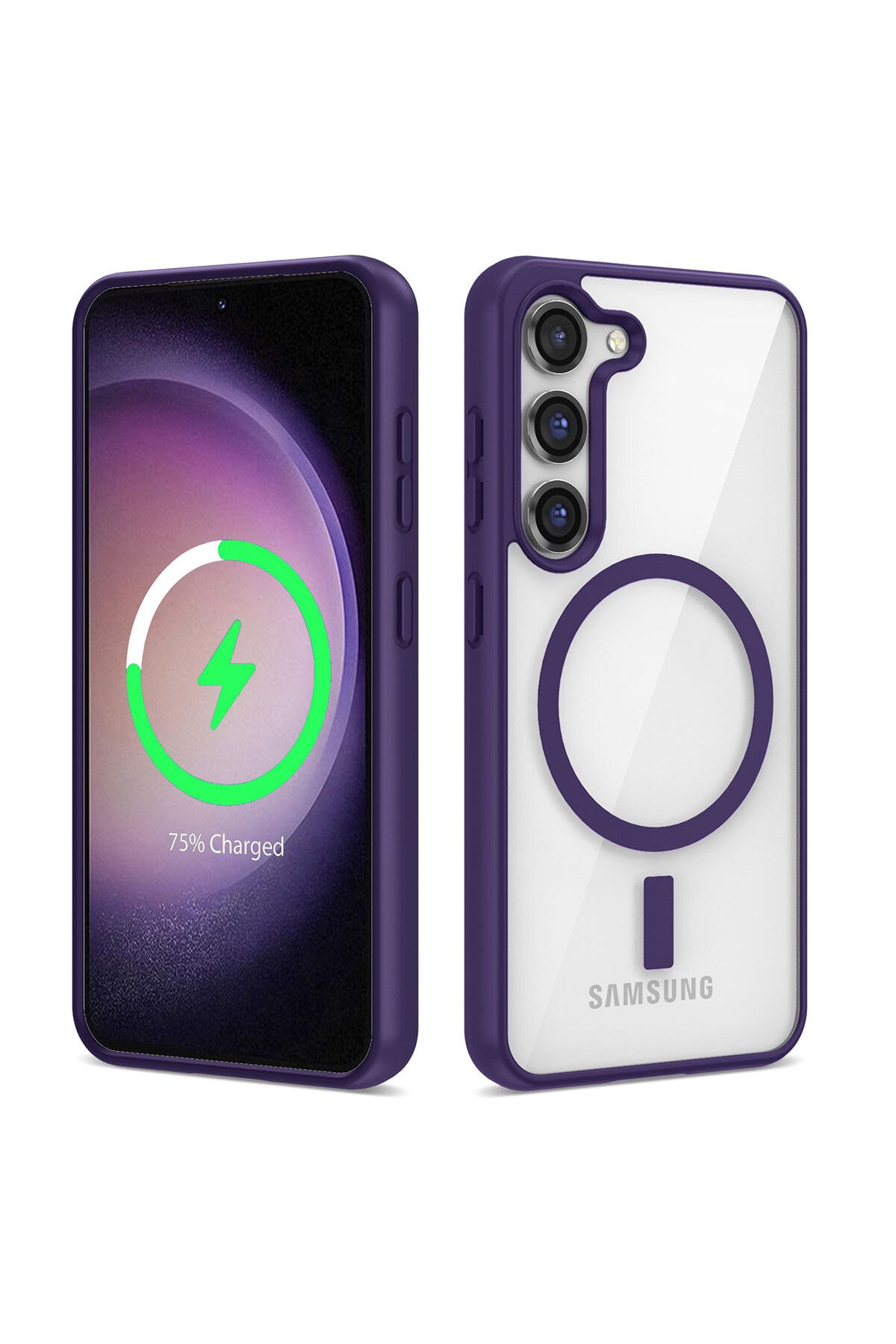 Galaxy S23 Uyumlu Magsafe Wireless Şarj Özellikli Silikon Zore Ege Kılıf-Mor