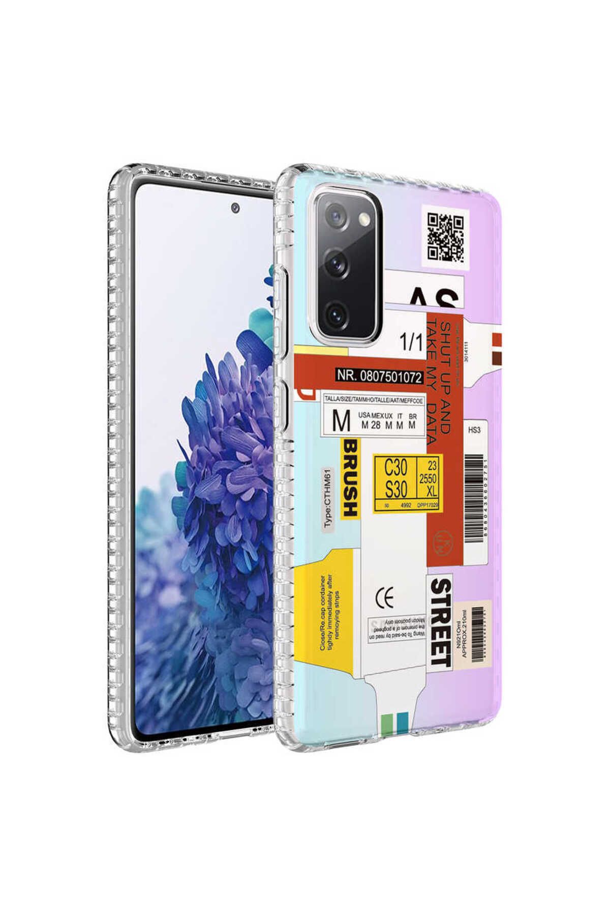 Galaxy S20 FE Uyumlu Airbag Kenarlı Renkli Desenli Silikon Zore Elegans Kılıf-NO2