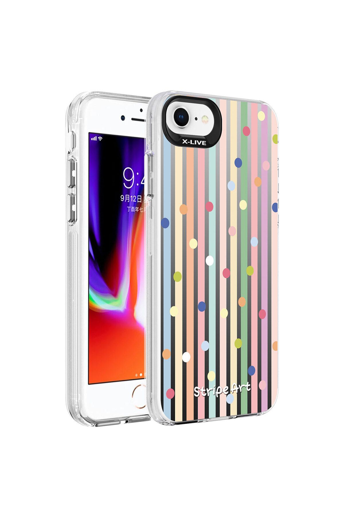 iPhone SE 2022 Uyumlu Desenli Zore Silver Sert Kılıf-Noktalar