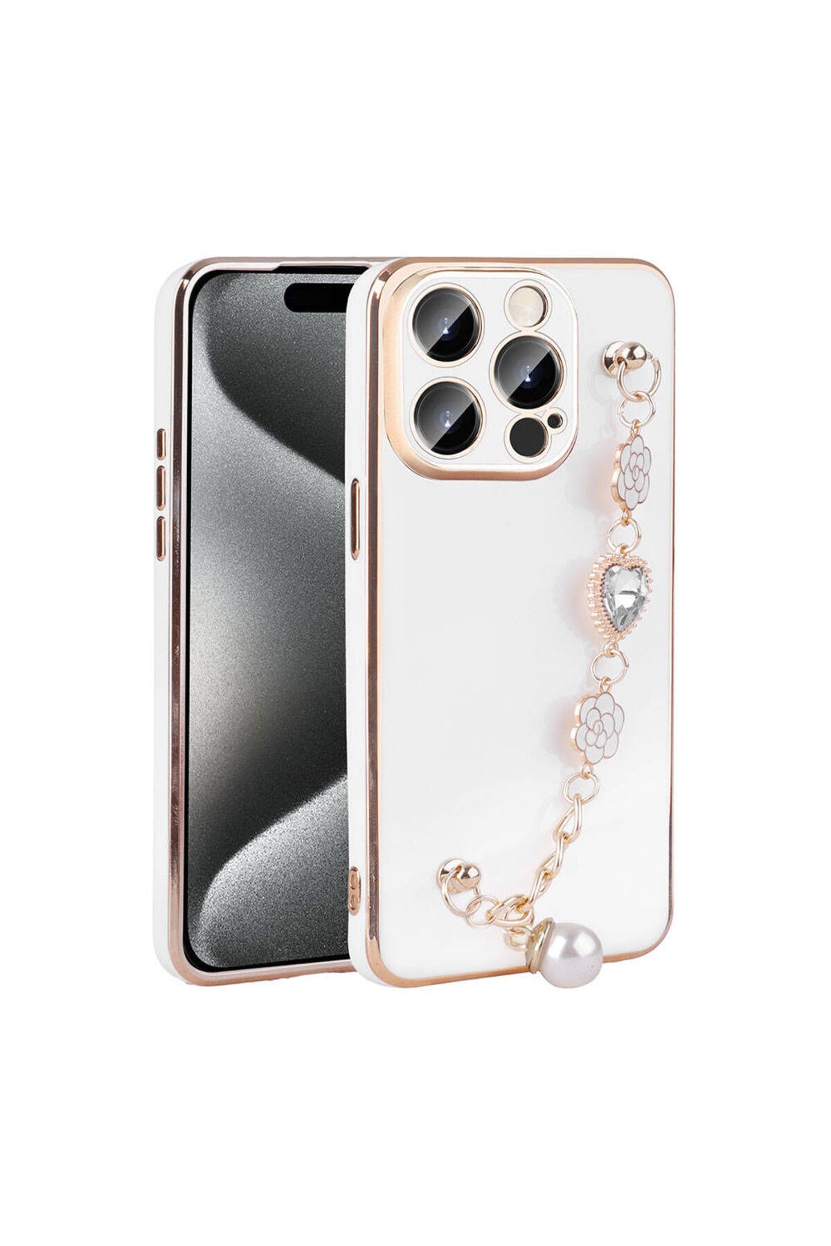 iPhone 15 Pro Zore El Tutamaçlı Kamera Korumalı Zore Taka Silikon Kılıf-Beyaz