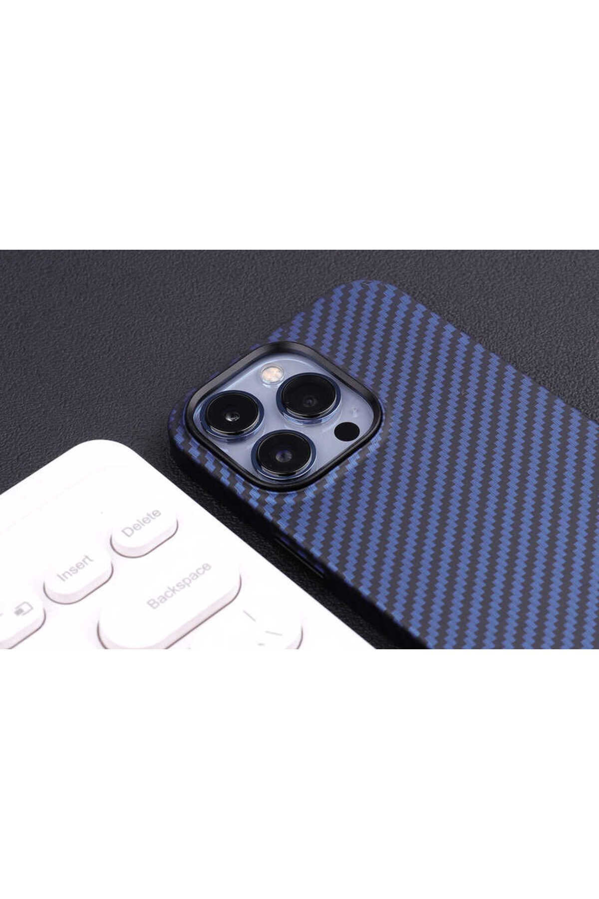 iPhone 12 Pro Max Uyumlu Karbon Fiber Tasarımlı Zore Karbono Kılıf-Lacivert iPhone 12 Pro Max Uyumlu Karbon Fiber Tasarımlı Zore Karbono Kılıf-Lacivert