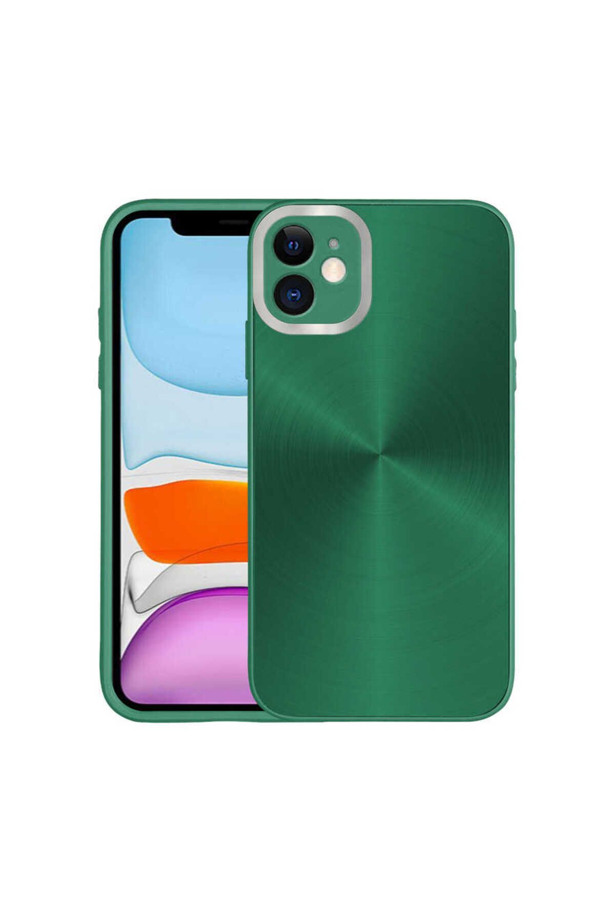 iPhone 11 Uyumlu Kamera Korumalı Sert Zore Desa Kılıf-Koyu Yeşil