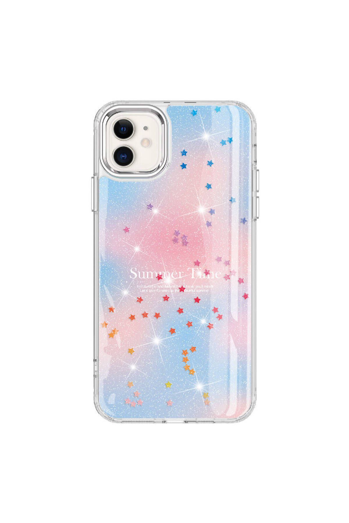 iPhone 11 Uyumlu Simli Desenli Parlak Zore Task Kılıf-Mavi iPhone 11 Uyumlu Simli Desenli Parlak Zore Task Kılıf-Mavi