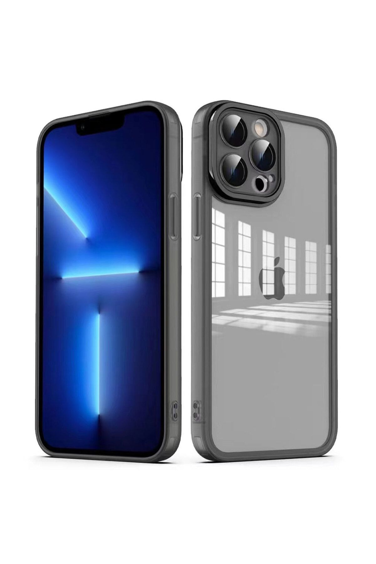 iPhone 12 Pro Max Uyumlu Kamera Korumalı Transparan Zore Post Kılıf-Siyah