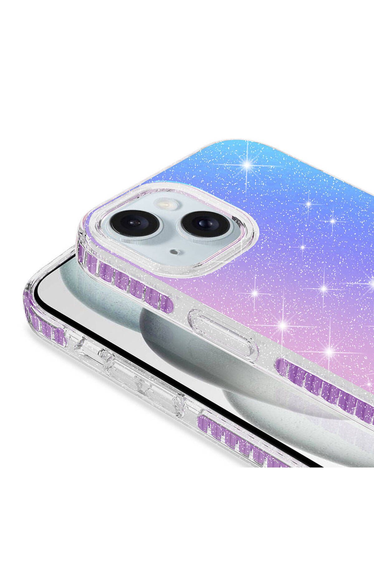 iPhone 15 Uyumlu Parlak Renk Geçişli Zore Velle Kılıf-Pembe